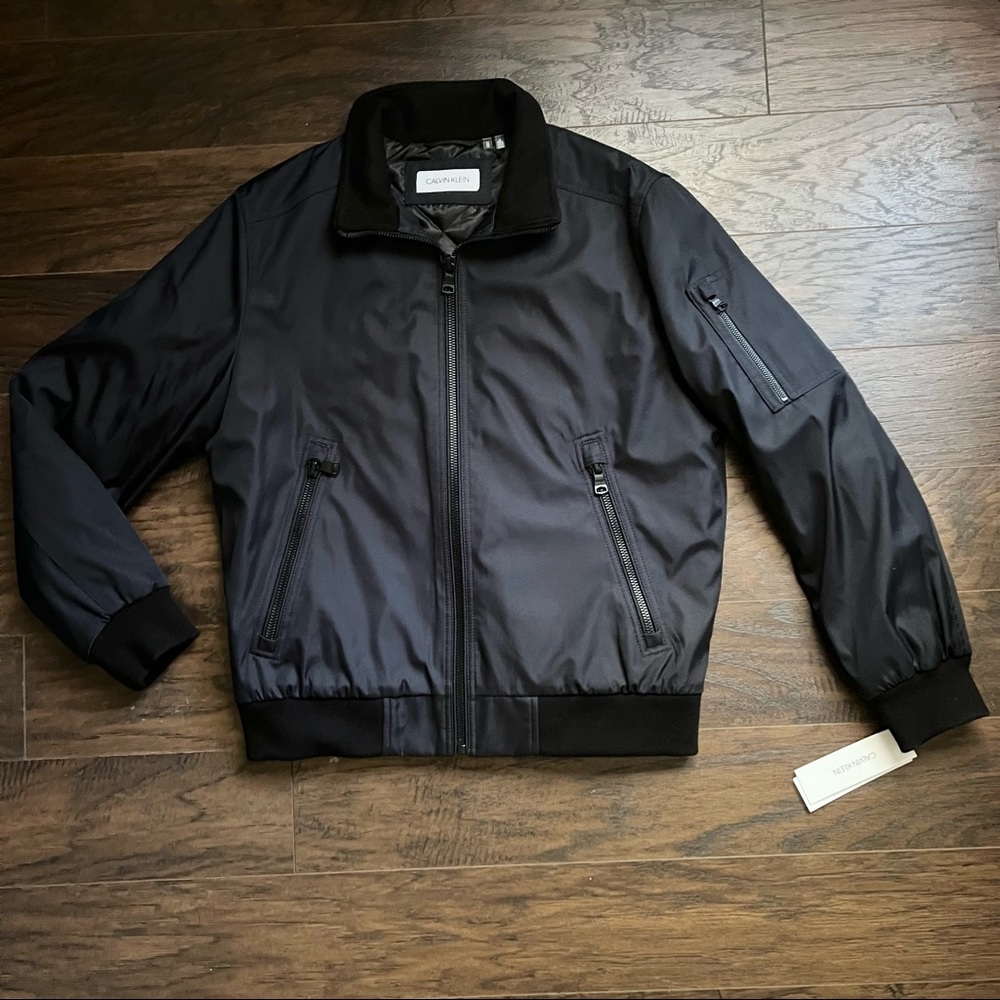 Calvin Klein Men’s Weather and Wind Resistant Coat Navy and Black Medium NWT